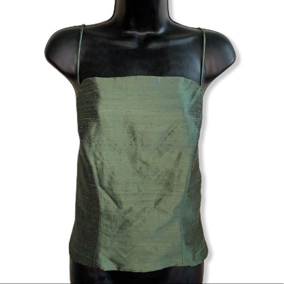 Tops - Maria Llussa Rabell Olive Metallic Bustier Top